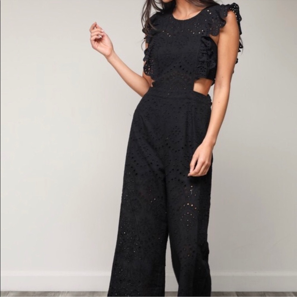 Blue Blush Black Lace Jumpsuit